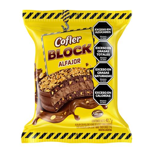ALFAJOR BLOCK 40G 3U CHOCOLATE NEGRO SE