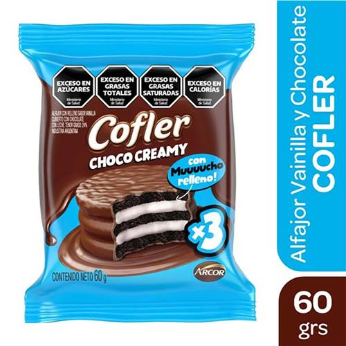 7790040150010 ALFAJOR COFLER 60G CHOCO CREAMY