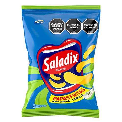 7790040153141 SNACKS SALADIX 72G PAPAS CREMA Y CEBOLLA SE