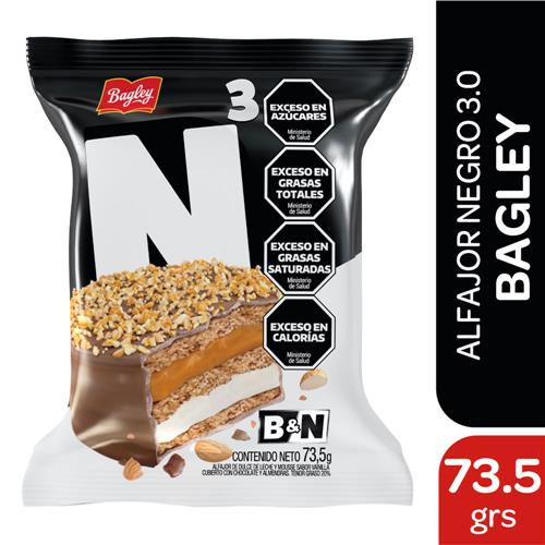 7790040375000 ALFAJOR BAGLEY 73.5G NEGRO SE