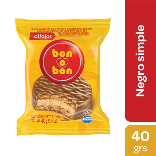 7790040613706 ALFAJOR BON O BON 40G 3U NEGRO SE