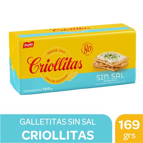 GALLETITAS CRIOLLITAS 169G SIN SAL