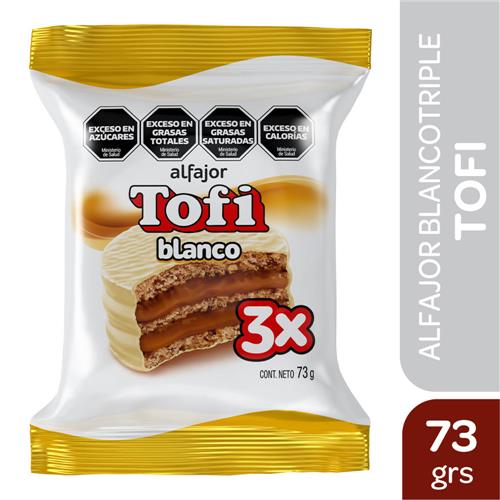7790040953703 ALFAJOR TOFI 73G CHOCOLATE BLANCO