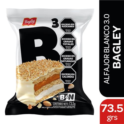 7790040991910 ALFAJOR BAGLEY 73.5G BLANCO SE