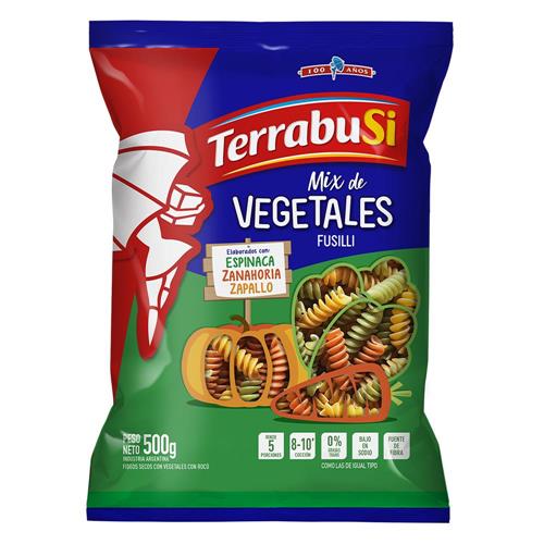FIDEOS TERRABUSI 500G 3 VEGETALES FUSILLI