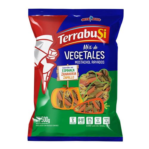 FIDEOS TERRABUSI 500G 3 VEGETALES MOSTACHOLES