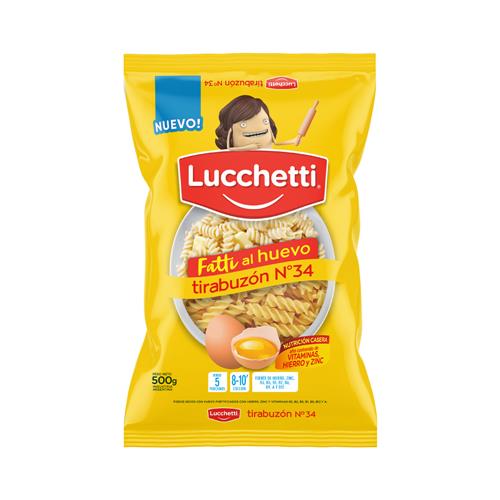 7790070337085 FIDEOS LUCCHETTI 500G AL HUEVO TIRABUZON 34.