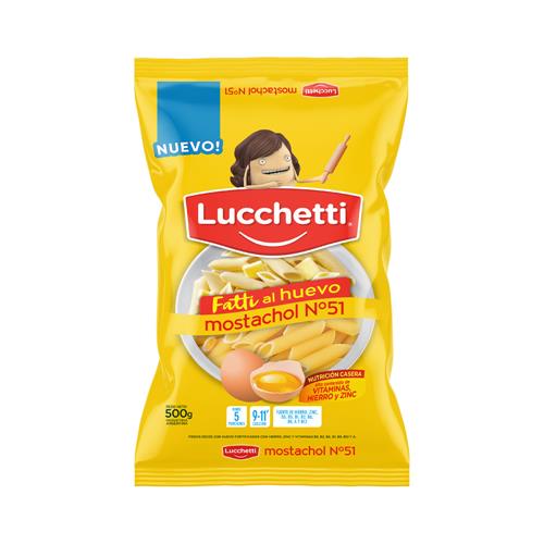 FIDEOS LUCCHETTI 500G AL HUEVO MOSTACHOL N°51