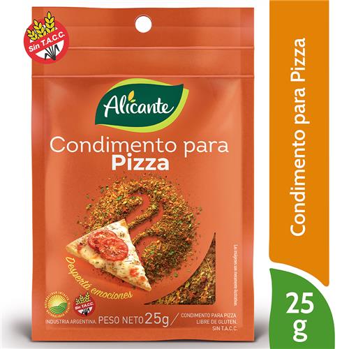 CONDIMENTO ALICANTE PIZZA 25G SIN TACC