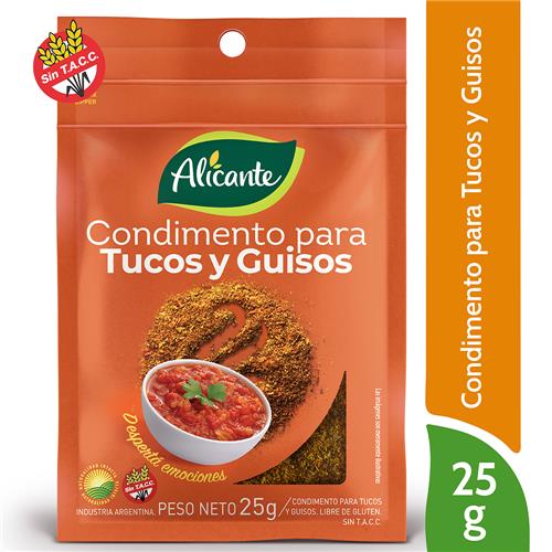 CONDIMENTO ALICANTE TUCO GUISO 25G SIN TACC