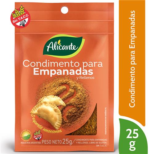 CONDIMENTO ALICANTE EMPANADAS 25G SIN TACC