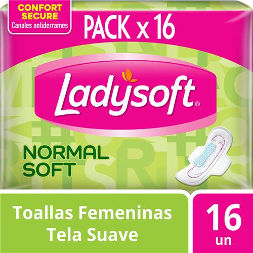 7790250097655 TOALLAS LADYSOFT CON ALAS X 16U TELA SUAVE.