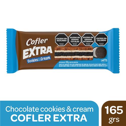 CHOCOLATE TABLETA 165G.COFLER EXTRA COOKIES Y CREAM