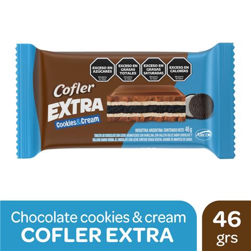 CHOCOLATE TABLETA 46G.COFLER EXTRA COOKIES Y CREAM