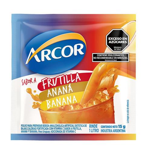 JUGO POLVO ARCOR 15G FRUTILLA ANANA BANANA SE