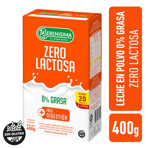 7790742437105 LECHE POLVO LA SERENISIMA 400G ZERO LACTOSA 0% GRA
