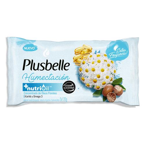 7790990000861 JABON TOCADOR PLUSBELLE 3X120G HUMECTACION