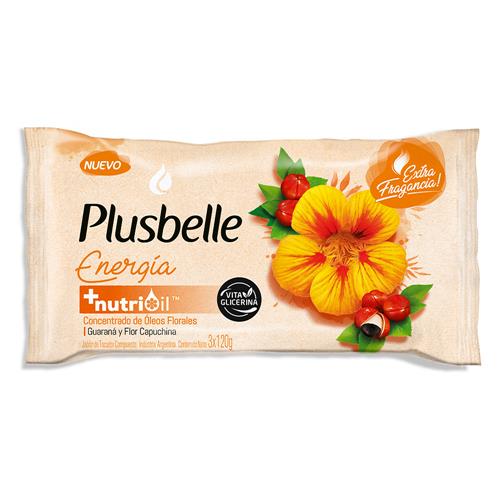 7790990000892 JABON TOCADOR PLUSBELLE 3X120G ENERGIA