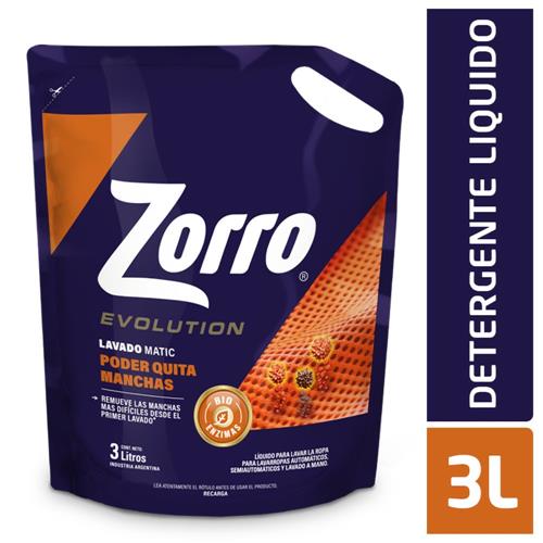 7790990001851 JABON LIQUIDO ZORRO 3L EVOLUTION QUITAMANCHAS
