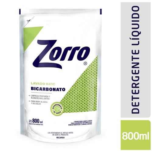 7790990003817 JABON LIQUIDO ZORRO DP 800 BICARBONATO