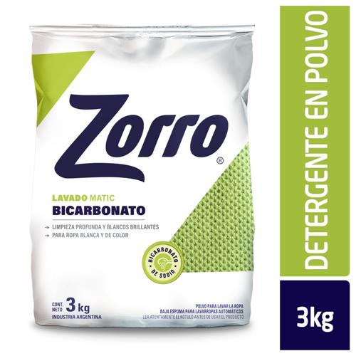 7790990003855 JABON POLVO ZORRO 3K MATIC BICARBONATO
