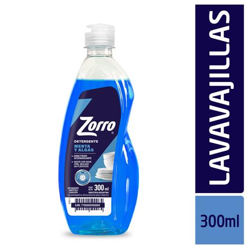 7790990999899 LAVAVAJILLAS ZORRO ULTRA 300 ML MENTA Y ALGAS