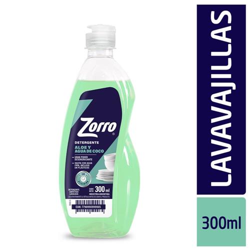 LAVAVAJILLAS ZORRO ULTRA 300 ML ALOE Y COCO