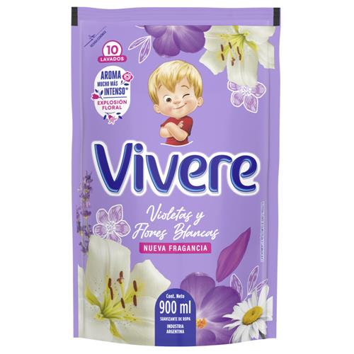 7791290793729 SUAVIZANTE VIVERE 900 VIOLETAS Y FLORES BLANCAS