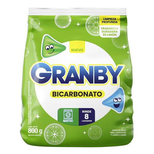 7791290795013 JABON POLVO GRANBY 800G MATIC BICARBONATO LIMON