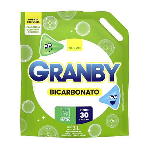7791290795129 JABON LIQUIDO GRANBY 3L BICARBONATO LIMON.