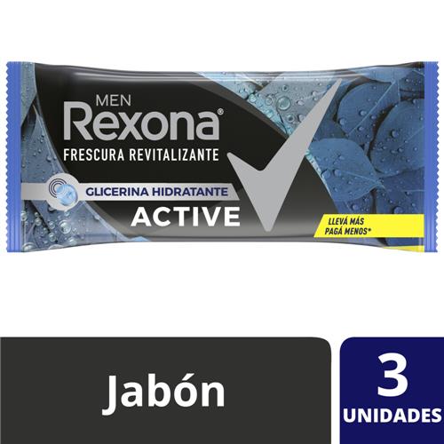 7791293041872 JABON TOCADOR REXONA 3X125G ACTIVE