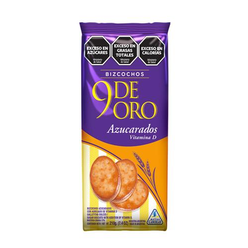 7792200000319 BIZCOCHOS 9 DE ORO 200G AZUCARADOS