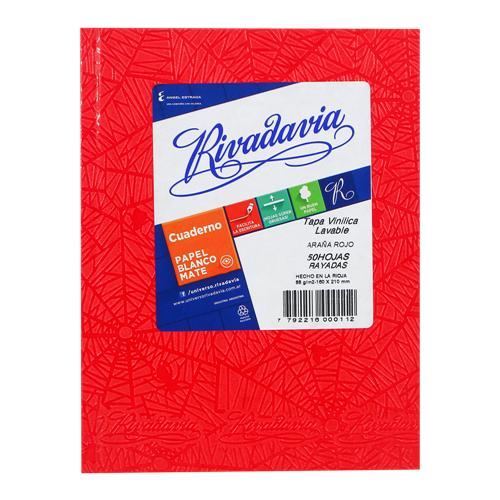 7792216000112 CUADERNO RIVADAVIA 50H ROJO