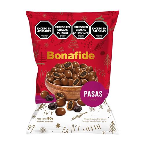 7792360097105 PASAS DE UVA BONAFIDE 80G BAÑADAS