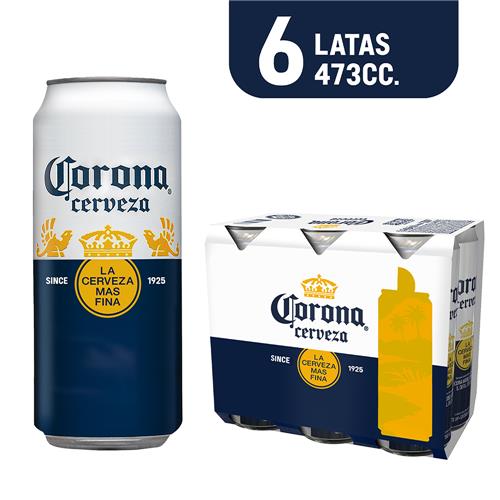 CERVEZA CORONA 473CC LATA 6U