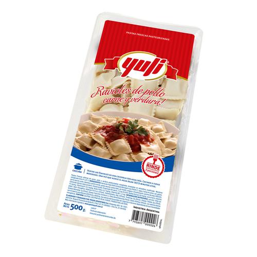 RAVIOLES YULI BLISTER POLLO CARNE VERDURA