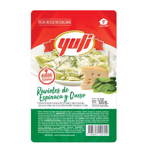 7793897101709 RAVIOLES YULI BLISTER ESPINACA Y QUESO