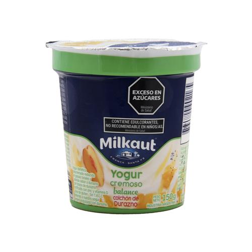 YOGUR MILKAUT 150G DESCREMADO CON DURAZNOS