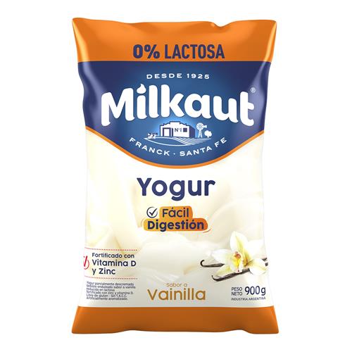 7794820902288 YOGUR MILKAUT 900G REDUCIDO EN LACTOSA VAINILLA