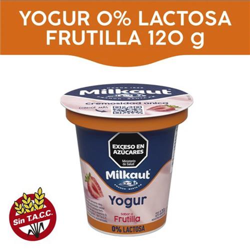 YOGUR MILKAUT 120G REDUCIDO LACTOSA FRUTILLA