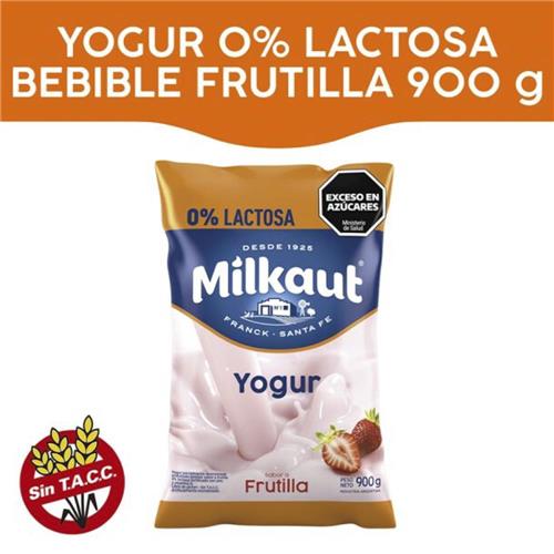 7794820903049 YOGUR MILKAUT 900G REDUCIDO EN LACTOSA FRUTILLA