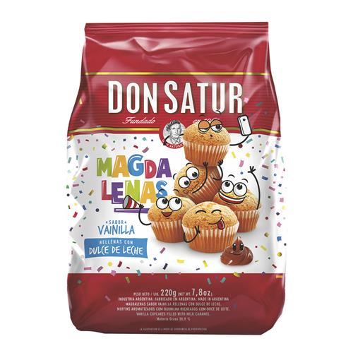 MADALENAS DON SATUR 220G VAINILLA DULCE LECHE.