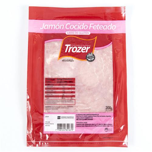 JAMON COCIDO TROZER 200G SIN TACC.
