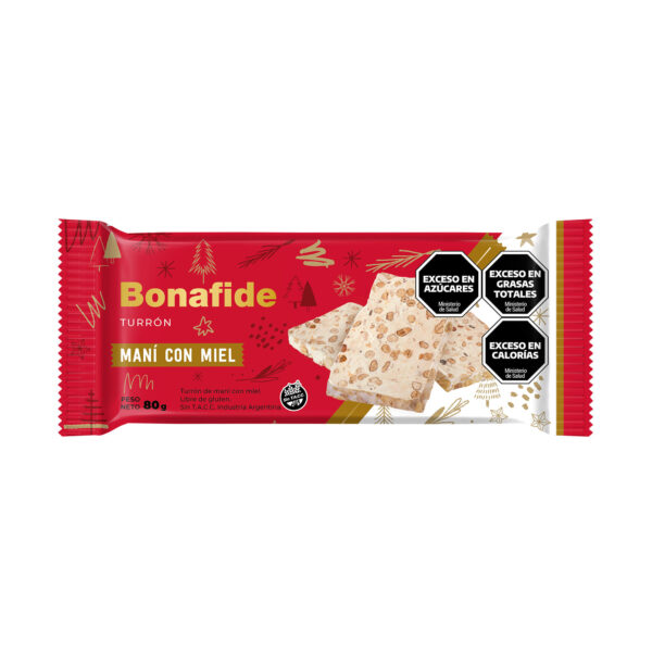 7792360092292 TURRON BONAFIDE 80G MANI CON MIEL