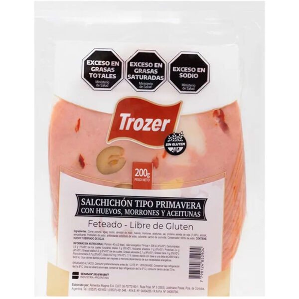 7798124852904 SALCHICHON PRIMAVERA TROZER 200G SIN TACC